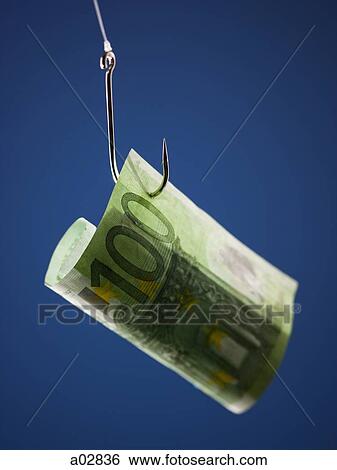 One hundred Euros banknote on hook, against blue background View Large Photo Image Stock Photograph - One hundred Euros banknote on hook, against blue background. Fotosearch