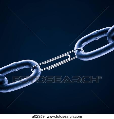 Paperclip connecting two chain links View Large Photo Image Stock Photo - Paperclip connecting two chain links. Fotosearch