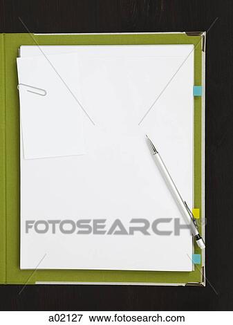 Pencil and paper clip on blank paper with file View Large Photo Image Stock Photo - Pencil and paper clip on blank paper with file. Fotosearch