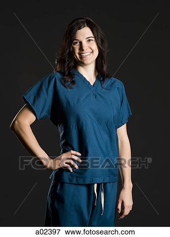 Stock Photo - Portrait of female nurse. Fotosearch