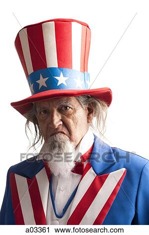 Portrait of man in Uncle Sam's costume, studio shot View Large Photo Image Stock Image - Portrait of man in Uncle Sam's costume, studio shot. Fotosearch