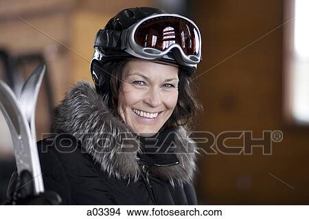Portrait of mature woman going skiing View Large Photo Image Picture - Portrait of mature woman going skiing. Fotosearch