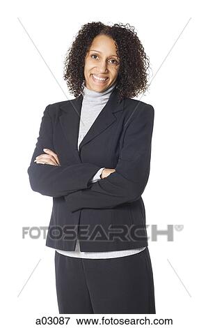 Studio portrait of businesswoman smiling View Large Photo Image Stock Photo - Studio portrait of businesswoman smiling. Fotosearch