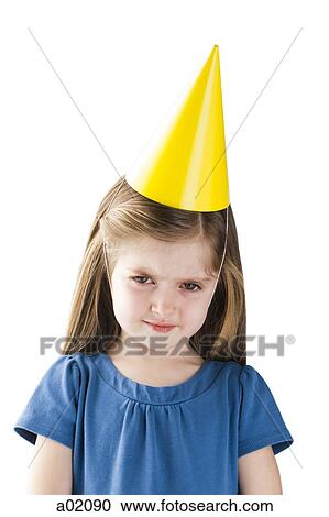 Studio portrait of upset girl (4-5) wearing party hat View Large Photo Image Stock Image - Studio portrait of upset girl (4-5) wearing party hat. Fotosearch