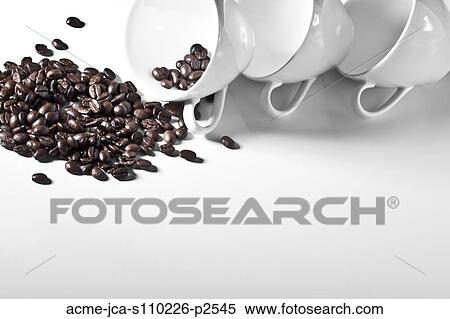 Studio shot of coffee cups and spilling coffee beans View Large Photo Image Stock Photography - Studio shot of coffee cups and spilling coffee beans. Fotosearch
