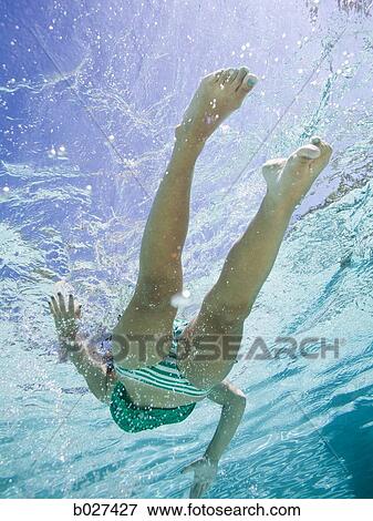 teenage girl in a bathing suit swimming in a pool View Large Photo Image Stock Photo - teenage girl in a bathing suit swimming in a pool. Fotosearch