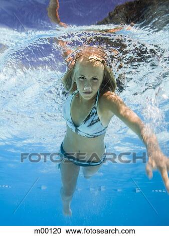 teenage girl in a swimming pool View Large Photo Image Stock Image - teenage girl in a swimming pool. Fotosearch