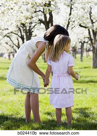two girls in a blossoming orchard View Large Photo Image Stock Image - two girls in a blossoming orchard. Fotosearch