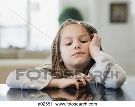 USA, Utah, Alpine, portrait of girl (8-9) with head in hands View Large Photo Image Stock Image - USA, Utah, Alpine, portrait of girl (8-9) with head in hands. Fotosearch