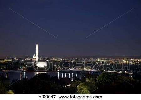 USA, Washington DC, Night skyline of city View Large Photo Image Stock Photo - USA, Washington DC, Night skyline of city. Fotosearch