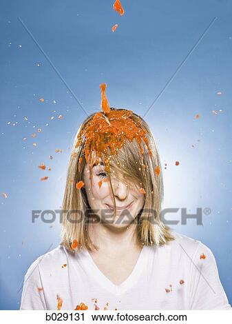 woman getting jello dumped on her head View Large Photo Image Stock Image - woman getting jello dumped on her head. Fotosearch