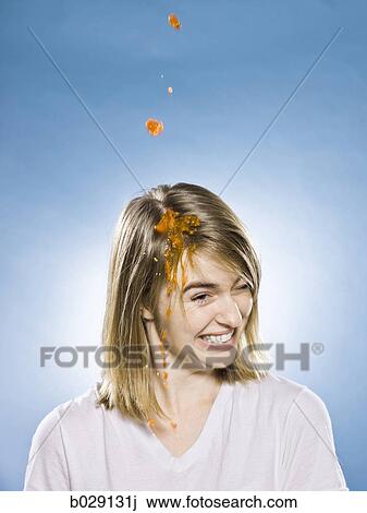 woman getting jello dumped on her head View Large Photo Image Stock Image - woman getting jello dumped on her head. Fotosearch