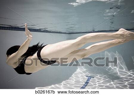 woman swimming underwater in a pool View Large Photo Image Stock Image - woman swimming underwater in a pool. Fotosearch