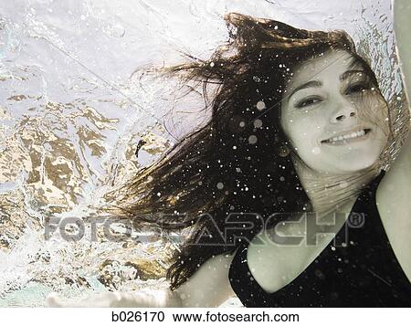 woman swimming underwater in a pool View Large Photo Image Stock Image - woman swimming underwater in a pool. Fotosearch