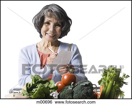 woman with a grocery list View Large Photo Image Stock Photograph - woman with a grocery list. Fotosearch