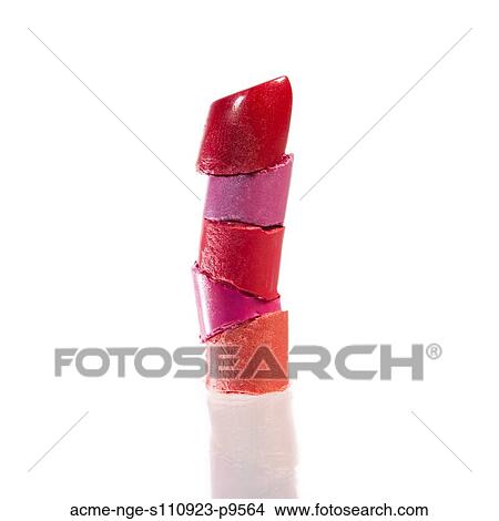 Five different coloured lipsticks stacked View Large Photo Image Picture - Five different coloured lipsticks stacked. Fotosearch