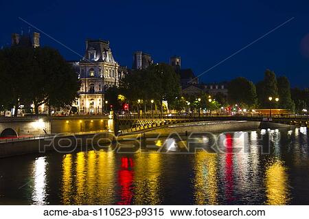 Stock Photography - France, Paris, Seine River at night. Fotosearch