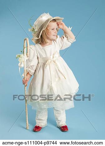 Girl (2-3) in Little Bo Peep costume for Halloween View Large Photo Image Picture - Girl (2-3) in Little Bo Peep costume for Halloween. Fotosearch