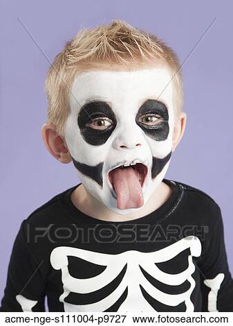 Portrait of boy (2-3) in skeleton costume for Halloween View Large Photo Image Stock Photo - Portrait of boy (2-3) in skeleton costume for Halloween. Fotosearch