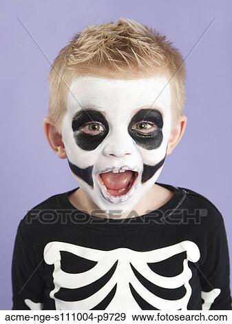 Portrait of boy (2-3) in skeleton costume for Halloween View Large Photo Image Stock Photo - Portrait of boy (2-3) in skeleton costume for Halloween. Fotosearch
