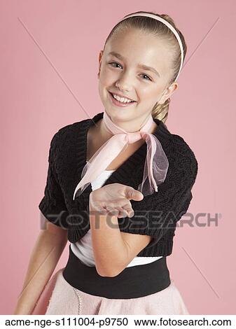 Portrait of girl (10-11) in 1950s style costume for Halloween View Large Photo Image Stock Image - Portrait of girl (10-11) in 1950s style costume for Halloween. Fotosearch