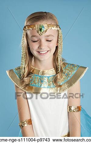 Portrait of girl (10-11) in Cleopatra costume for Halloween View Large Photo Image Stock Image - Portrait of girl (10-11) in Cleopatra costume for Halloween. Fotosearch