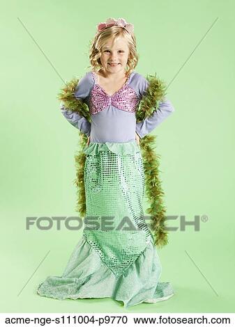 Portrait of girl (6-7) in Mermaid costume for Halloween View Large Photo Image Stock Image - Portrait of girl (6-7) in Mermaid costume for Halloween. Fotosearch
