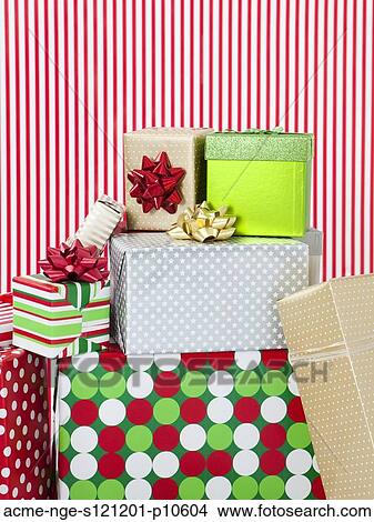 Picture - Stack of Christmas gifts. Fotosearch