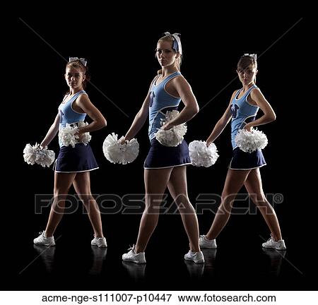 Studio shot of three cheerleaders (16-17) View Large Photo Image Stock Photo - Studio shot of three cheerleaders (16-17). Fotosearch