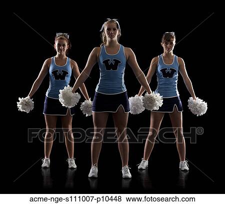 Studio shot of three cheerleaders (16-17) View Large Photo Image Stock Photo - Studio shot of three cheerleaders (16-17). Fotosearch
