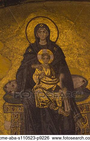 Turkey, Hagia Sophia Mosque, Close up of mosaic depicting Virgin Mary with baby Jesus View Large Photo Image Stock Photograph - Turkey, Hagia Sophia Mosque, Close up of mosaic depicting Virgin Mary with baby Jesus. Fotosearch