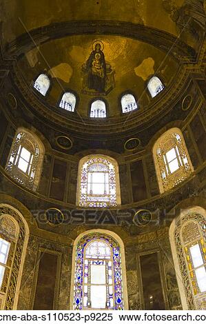 Turkey, Interior of Hagia Sophia Mosque with stained glass windows View Large Photo Image Stock Photography - Turkey, Interior of Hagia Sophia Mosque with stained glass windows. Fotosearch