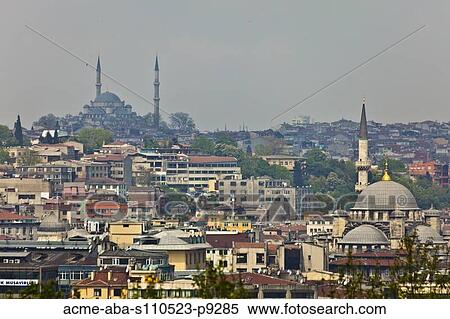 Stock Photography - Turkey, Istanbul, Cityscape with Blue Mosque. Fotosearch