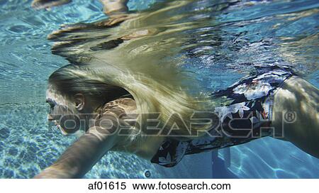 Underwater view of woman in bikini swimming in pool View Large Photo Image Stock Photography - Underwater view of woman in bikini swimming in pool. Fotosearch