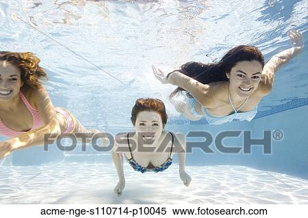 USA, Utah, Orem, Portrait of young women under water View Large Photo Image Stock Photography - USA, Utah, Orem, Portrait of young women under water. Fotosearch