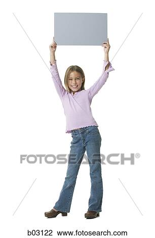 Portrait of a girl holding a blank sign View Large Photo Image Stock Image - Portrait of a girl holding a blank sign. Fotosearch
