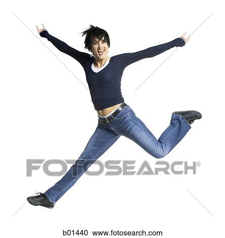 Portrait of an adult woman jumping View Large Photo Image Stock Image - Portrait of an adult woman jumping. Fotosearch