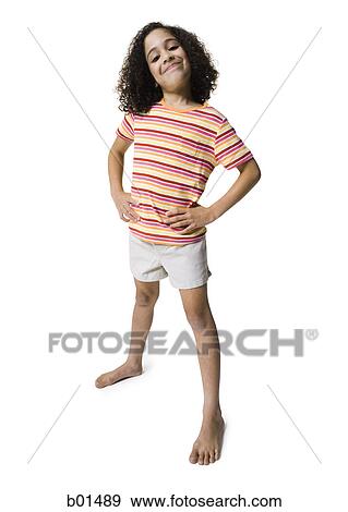 Stock Photo - Full length portrait of a girl smiling. Fotosearch