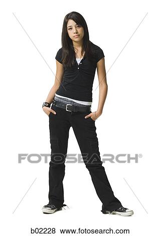 Stock Photo - Portrait of a teenage girl looking serious. Fotosearch