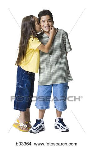 Profile of a sister kissing her brother View Large Photo Image Picture - Profile of a sister kissing her brother. Fotosearch