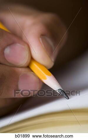 Close-up of a hand writing with a pencil View Large Photo Image Stock Photo - Close-up of a hand writing with a pencil. Fotosearch