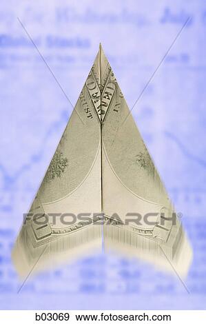 Close-up of a paper airplane made from a one hundred dollar bill View Large Photo Image Stock Photo - Close-up of a paper airplane made from a one hundred dollar bill. Fotosearch