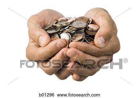 Close-up of hands full of coins View Large Photo Image Stock Photograph - Close-up of hands full of coins. Fotosearch