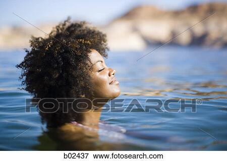 Close-up of a young woman with her eyes closed in water View Large Photo Image Stock Photo - Close-up of a young woman with her eyes closed in water. Fotosearch