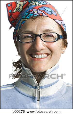 Stock Photograph - Portrait of a young woman smiling. Fotosearch