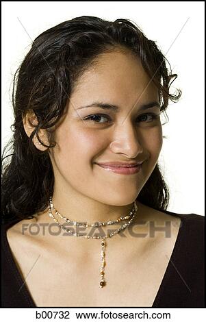 Stock Image - Portrait of a teenage girl smiling. Fotosearch
