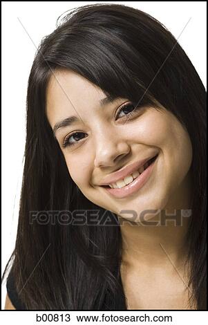 Portrait of a young woman smiling View Large Photo Image Stock Image - Portrait of a young woman smiling. Fotosearch