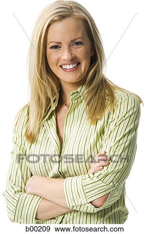 Stock Photo - Portrait of a young woman smiling. Fotosearch