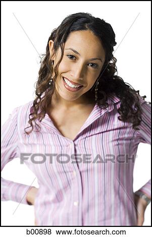 Stock Photo - Portrait of a young woman smiling. Fotosearch