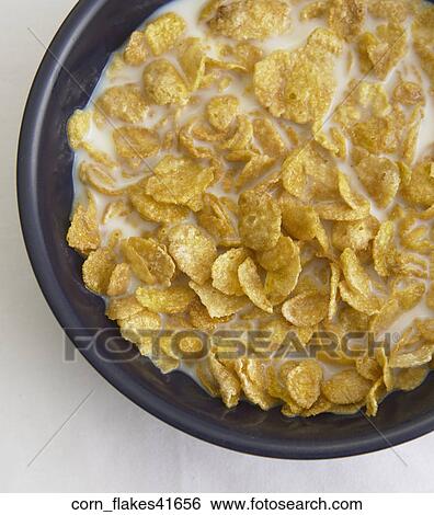 コーンフレーク シリアル ミルク ボール 朝食 画像コレクション Corn Flakes Fotosearch